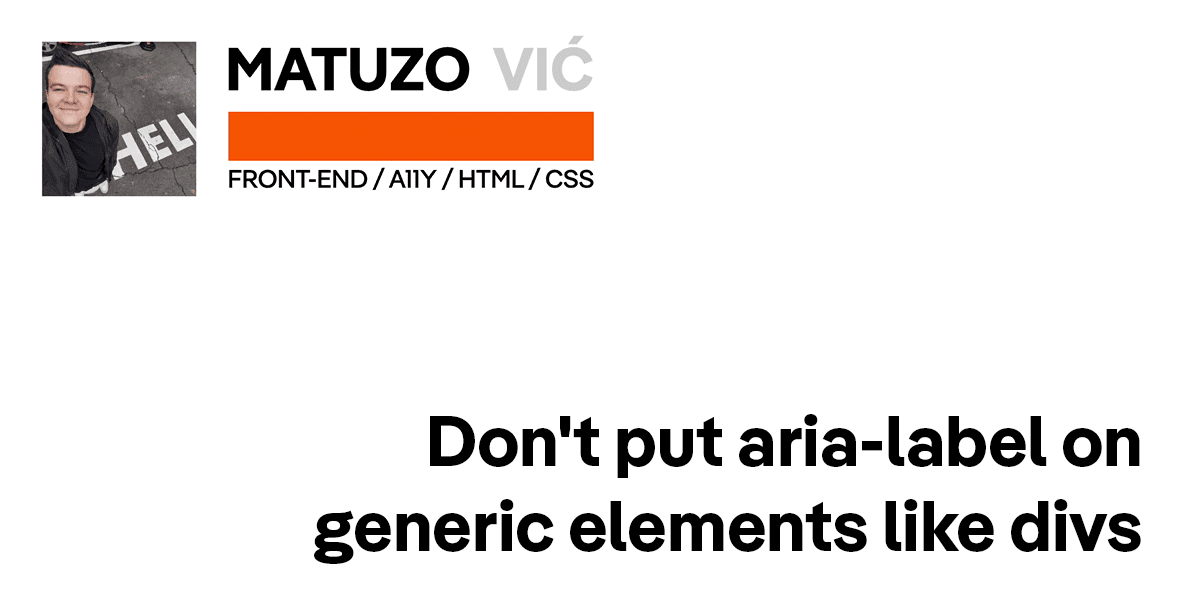 divなどのGeneric Elementへaria-labelを付けない