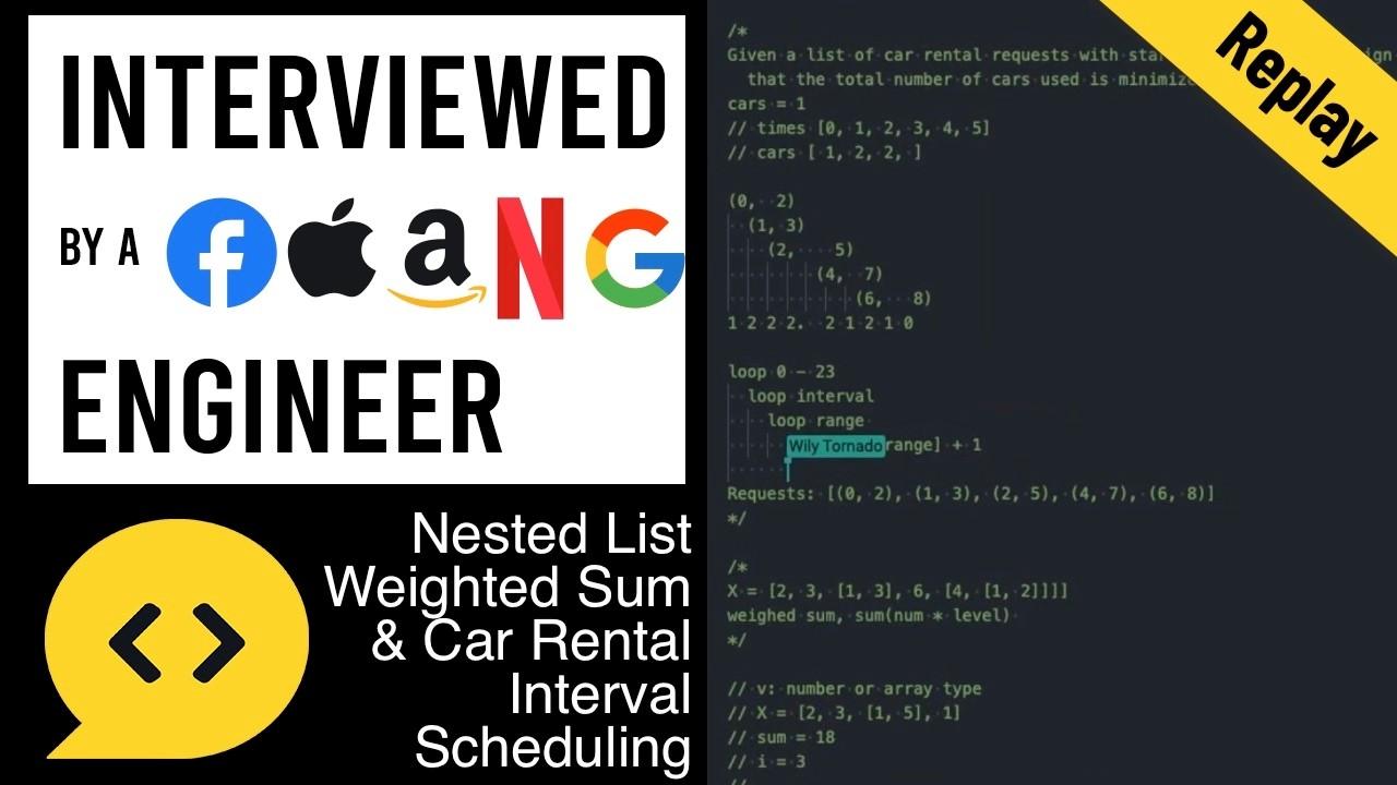 중첩 목록 가중 합과 렌터카 일정: FAANG 엔지니어와의 JavaScript 인터뷰